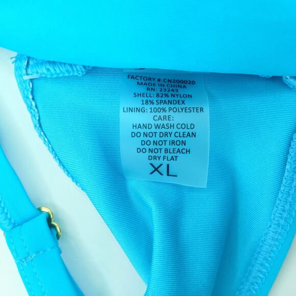 Turquoise Side Cutout Wrap Bikini Top New York & Co XL NWT - Picture 4 of 10